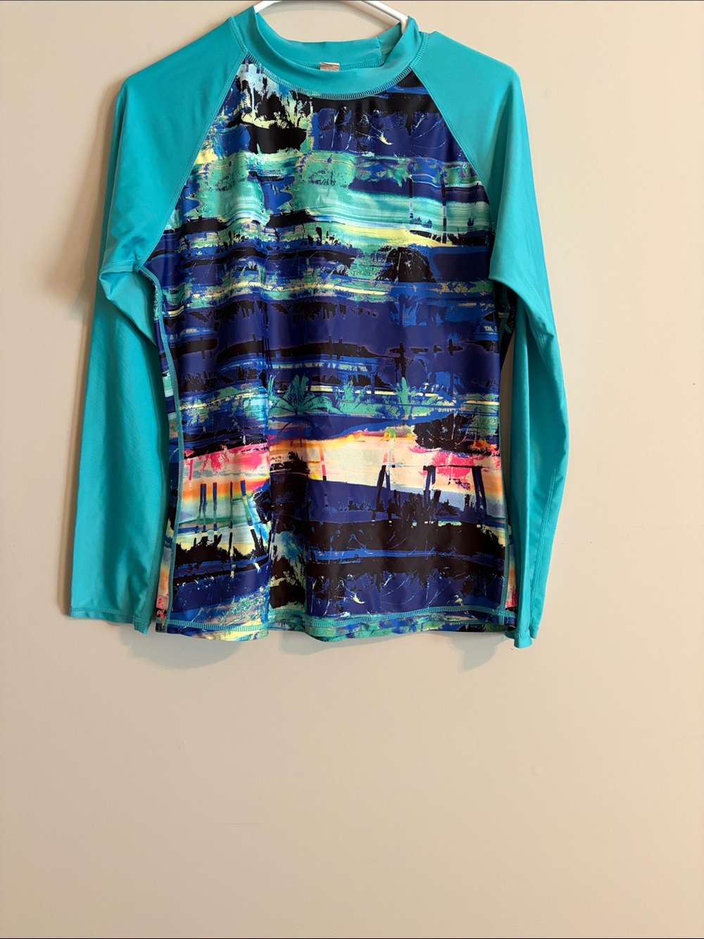 Women’s Teal & Blue Long-Sleeve Swim Rash Guard UPF 50+ - Picture 2 of 7